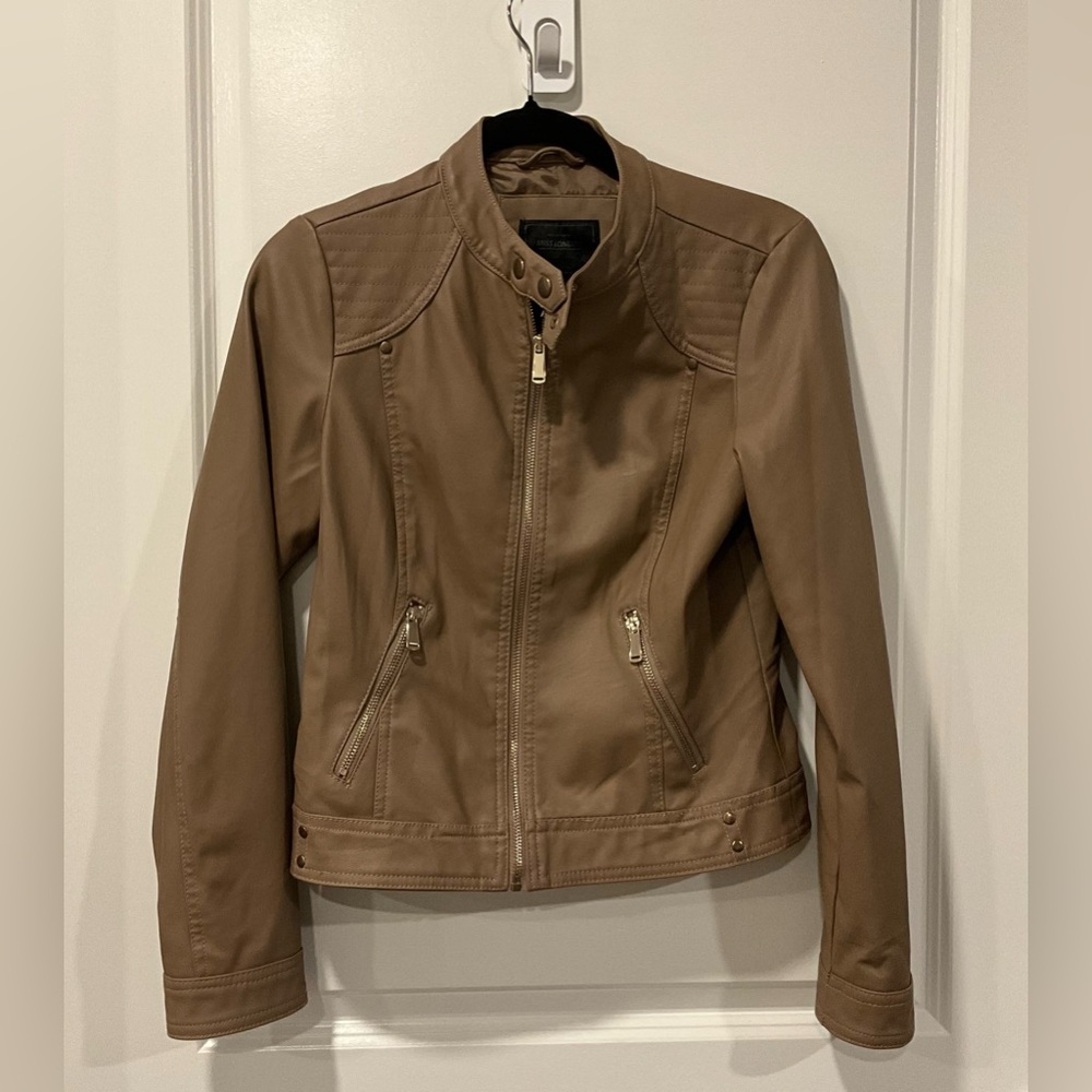 Miss London Brown Faux Leather Jacket- Small